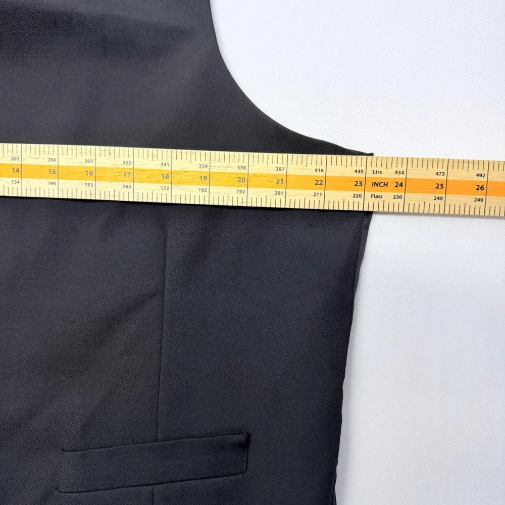 Pronto Uomo Platinum Mens XL Black 100% Wool Modern Fit Suit Vest Waistcoat